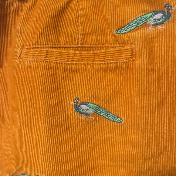 J Crew Orange Corduroy Miniskirt with Peacocks 2000s - Picture 9 of 11